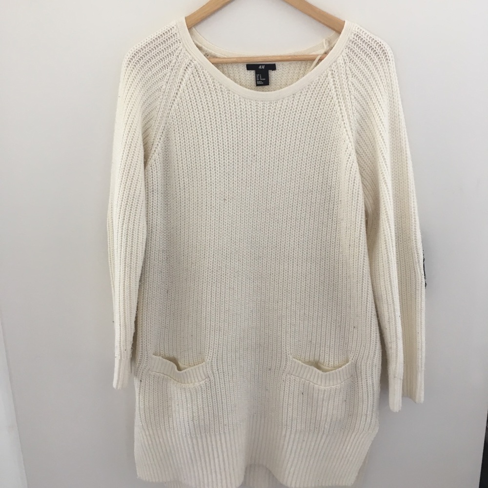 H&M sweater dress with hand sewn patches